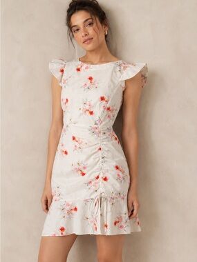 La Vie Rebecca Taylor Catrine Ruched Dress Floral Dress XL